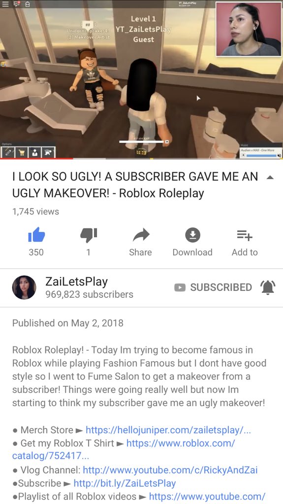 Zailetsplay Zaira On Twitter I Look So Ugly A Subscriber Gave Me An Ugly Makeover Roblox Roleplay Https T Co Ecrc2eu9jz Via Youtube - a roblox makeover youtube