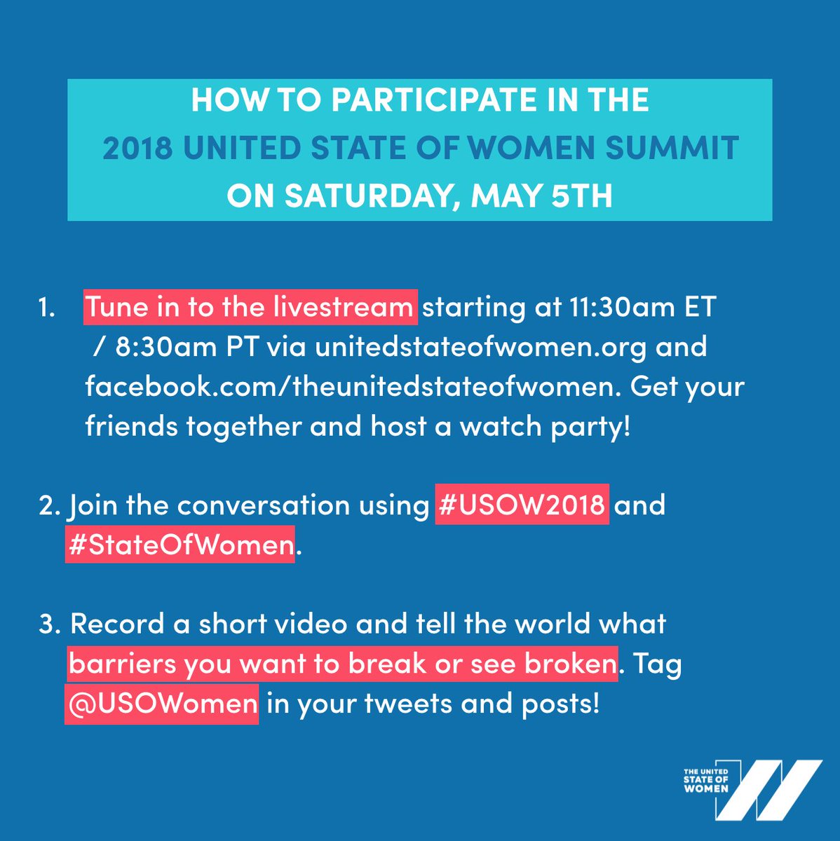 #USOW2018 is this weekend in Los Angeles. Even if you aren’t joining us in person, you can still participate on Saturday! Here’s how: