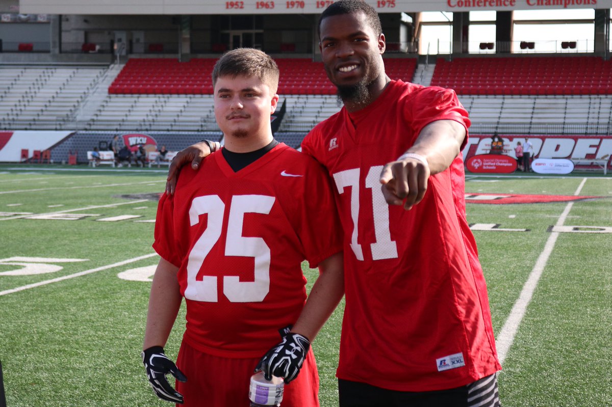 WKUSports's tweet image. Great to have our friends from @SpecialOlympics out with @WKUFootball for today's Unified Flag Football game!

#HilltoppersWithHeart