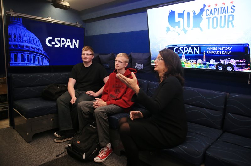 #PHOTOS bit.ly/2jpZyeJ <a href="/cspan/">CSPAN</a> visits #cheyenne as part of 50 capital tour #Politics #wypol