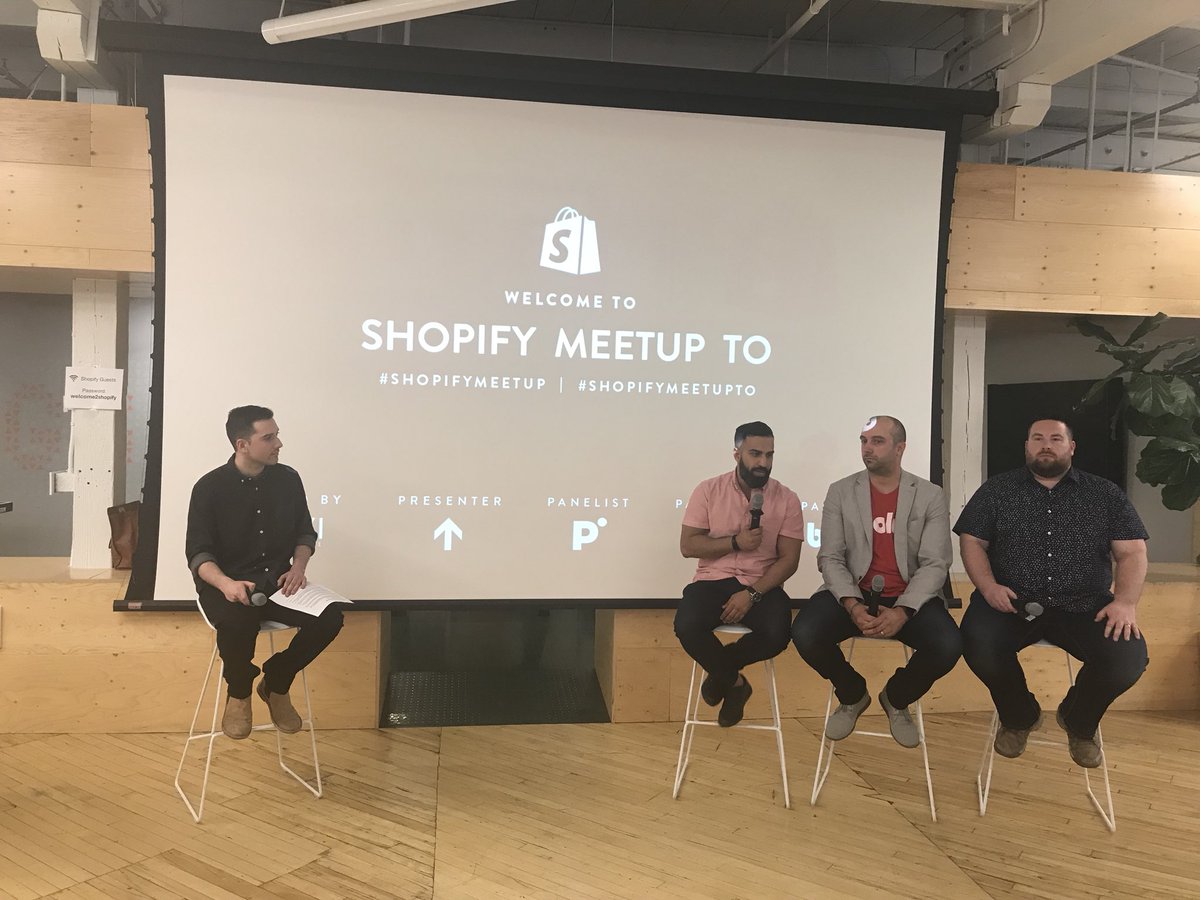 SOVICreative's tweet photo. If your a @ShopifyPlus merchant, make sure to leverage Shopify Scripts to customize your checkout. Thanks for the advice @bold_commerce @demacmedia @PointerCreative! #ShopifyMeetup #ShopifyMeetupTO #shopifyscripts #ShopifyApps https://t.co/KEZphzg0sA