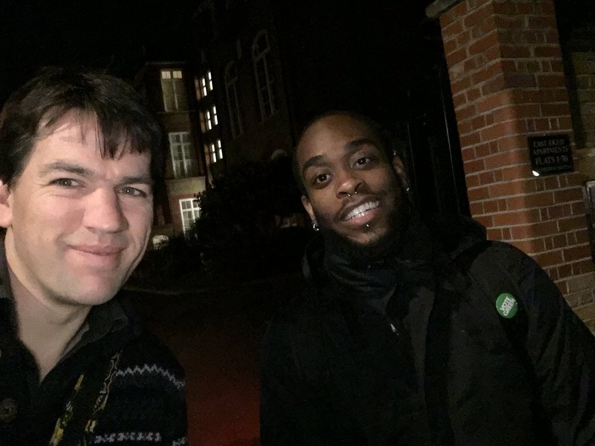 <a href="/GreenRangerDan/">Dan Thompson</a> and I sharing a quiet moment in Dalston the evening before the election. You can actually see some stars in the sky.