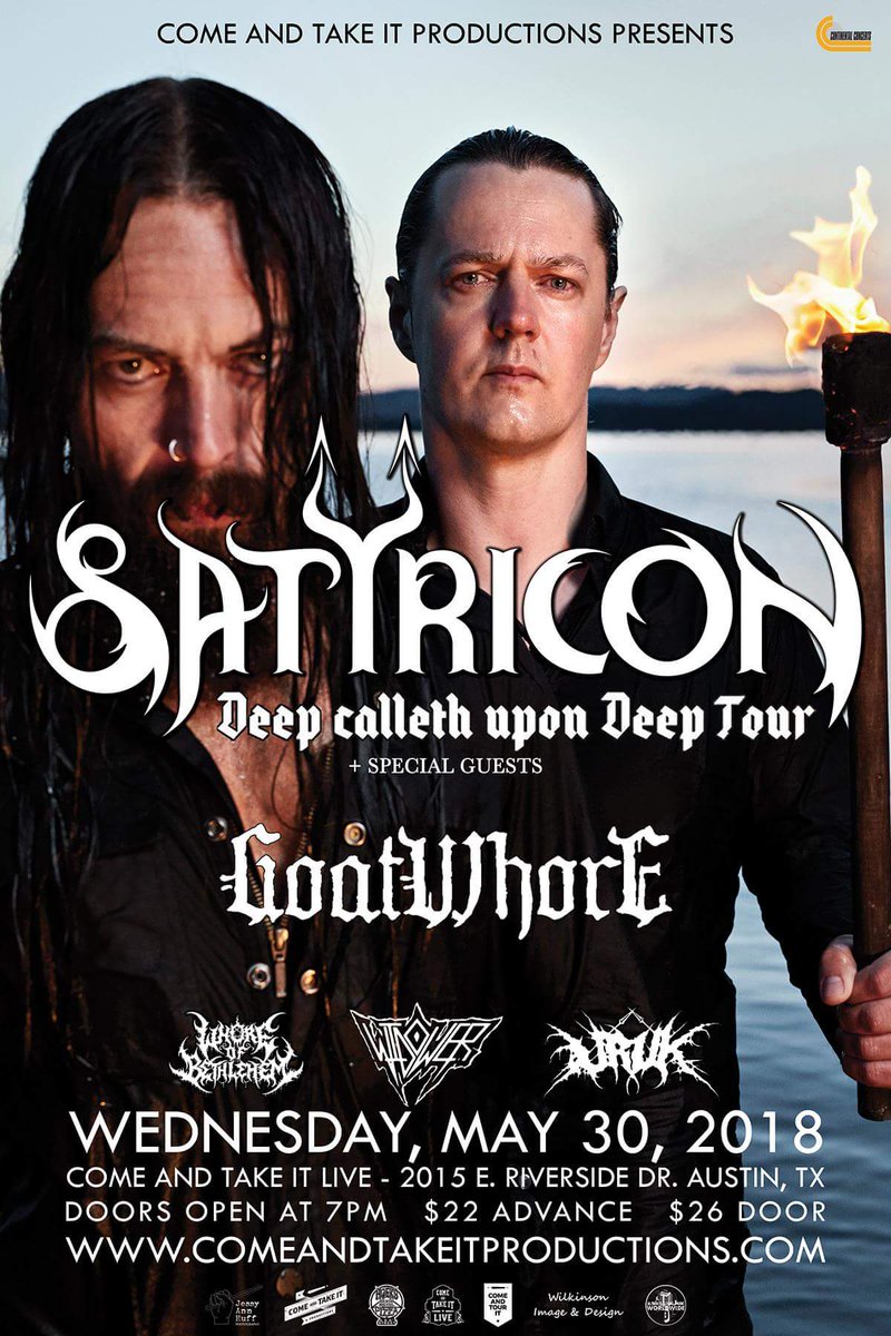 catiproductions's tweet photo. Don't miss Satyricon, Goatwhore, Whore of Bethlehem, Widower and Uruk at the end of this month!! See link below for tickets and show info!
#CATILive #CATIProductions
https://t.co/1BhjFTfPKZ https://t.co/1VXddthEfT
