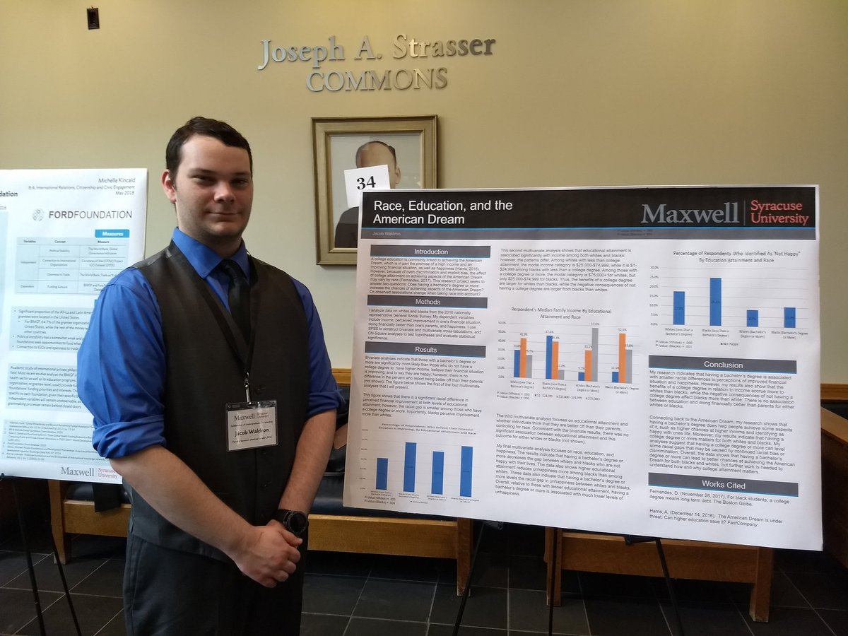 waldfruit's tweet image. Just had an awesome time at the Maxwell Celebration of Undergraduate Scholarship! Presented my very own research. Loads of fun!