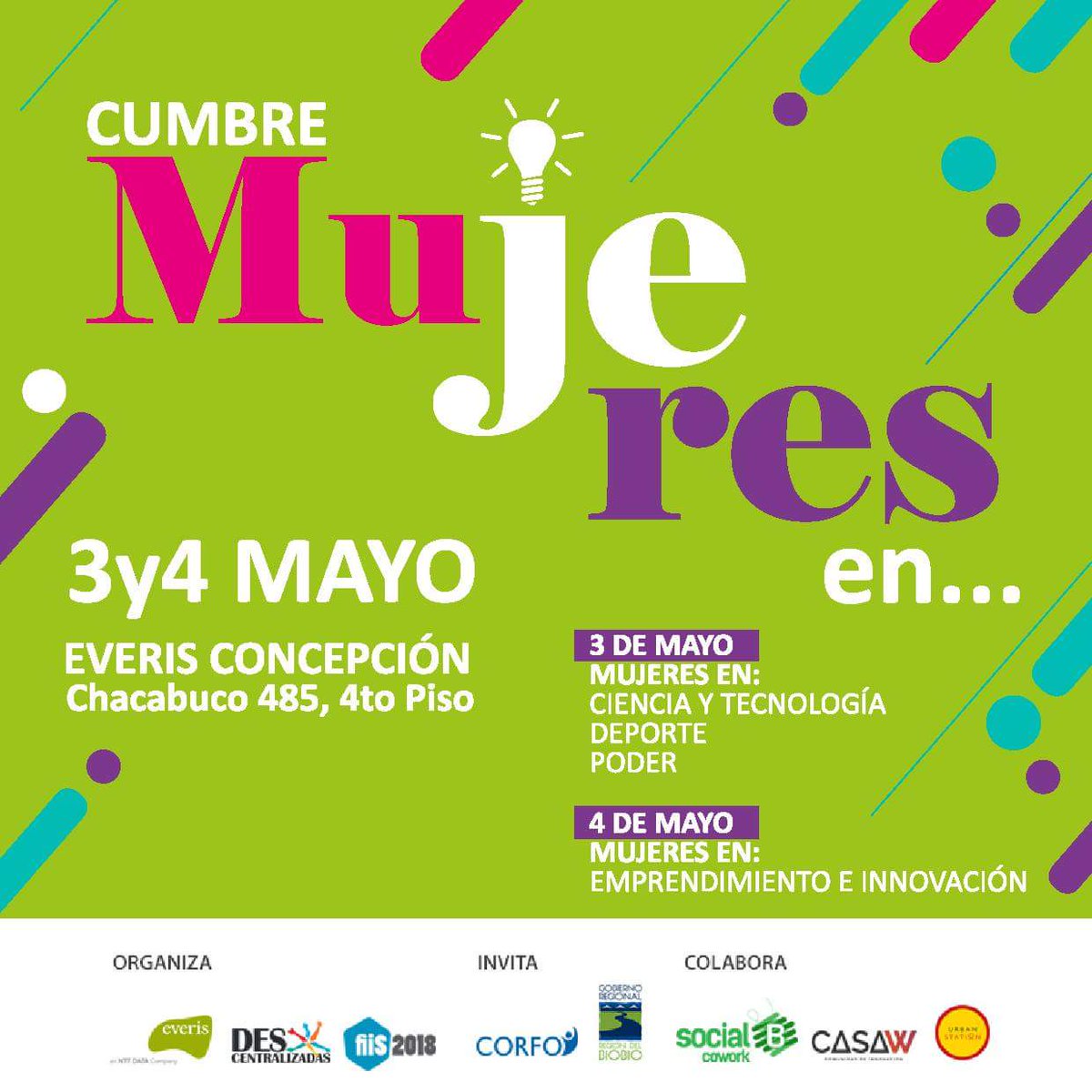 quehayenconce's tweet photo. #QueHayEnConce #Mañana
Cumbre Mujeres En...
3 y 4 de Mayo 9:00 hrs
En Everis Concepción Chacabuco 485, 4to Piso
Entrada Liberada https://t.co/JQOm7bh2Dw