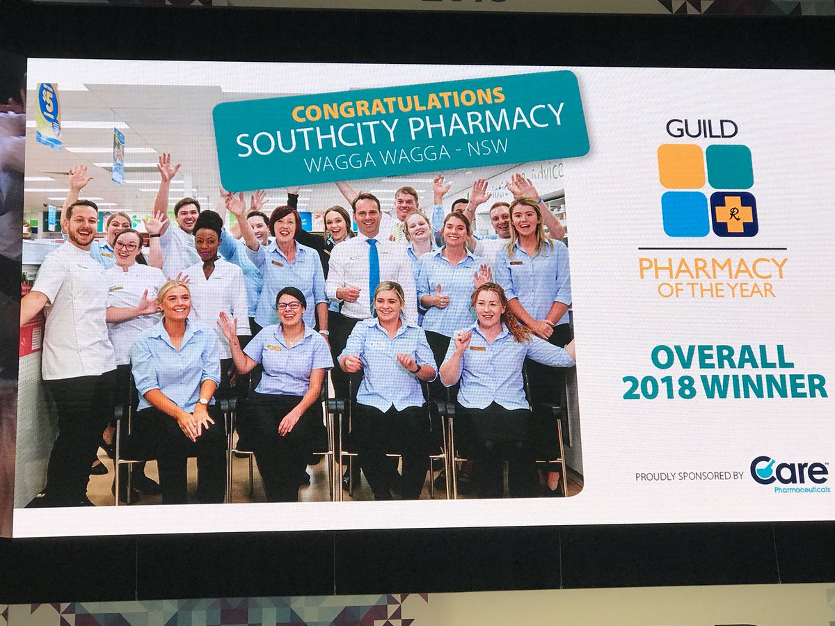 AllfinFinancial's tweet photo. The 2018 Guild Pharmacy of the year goes to South City Pharmacy Wagga #APP2018 #Congratulations https://t.co/c1tEi5pqjS