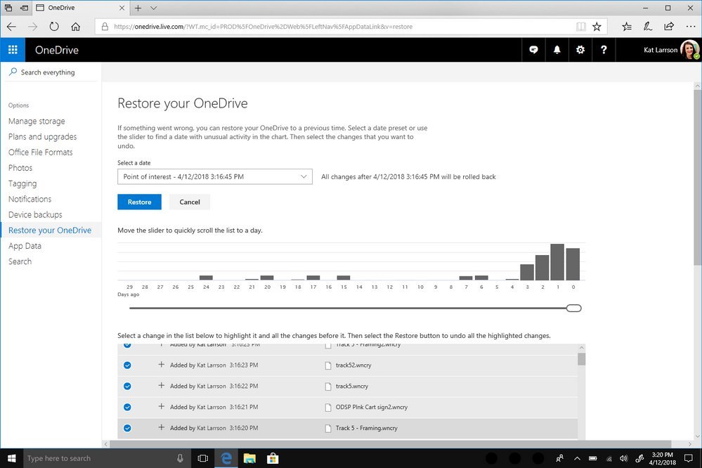JoseBarreto's tweet image. Five ways to get to the new OneDrive #FilesRestore:
1) Web site settings (cog), options, Restore your OneDrive
2) Directly via onedrive.live.com/?v=restore
3) OneDrive iOS/Android mobile app (options)
4) OneDrive Ransomware Detection notification
5) Via Windows Defender integration