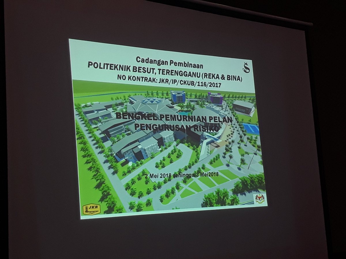 Bengkel Permunian Pelan Pengurusan Risiko (Pindaan1). 
Projek Pembinaan Politeknik Besut Terengganu dihadiri PPPT,HOPT,HODT,KPT,BHG. PENDIDIKAN, dan Kontraktor <a href="/TeamProjekTrg/">PasukanProjekTrg</a> #negaraku #PPPT #BerJasaKepadaRakyat <a href="/yusufghani200/">تذكرة</a> <a href="/irckb_chedin/">irckb</a>