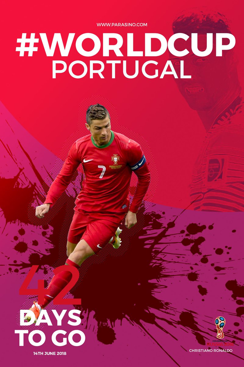 Parasino_com's tweet photo. 42 DAYS LEFT - #WORLDCUP
#PARASINO #PORTUGAL #WORLDCUP2018 #ronaldo 
https://t.co/irXCjPsd0P https://t.co/tVsGdAF3SC