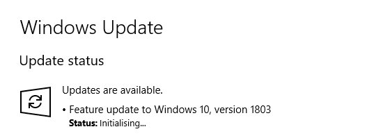 Plötsligt händer det! 1803 via Windows Update!