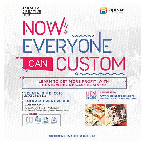 Now Everyone Can Custom : Learn to Get More Profit with Custom Phone Case Business

#Jakarta

Registrasi : bit.ly/2JKzzd6

#workingspacex #wsxid #custom #profit #customphone #phonecase #business #presspin #eventjakarta #coworkingjakarta #coworkingevent