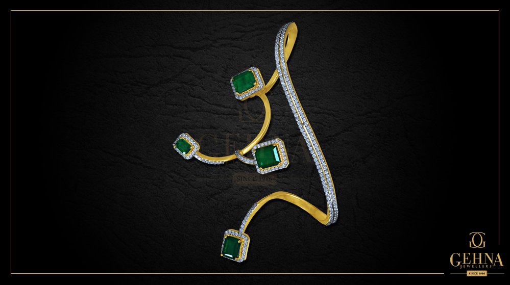 GehnaJewellers1's tweet photo. How about teaming up this #twirled #emerald #palmcuff for that unconventional yet trendy look? https://t.co/myzVGZH7bX