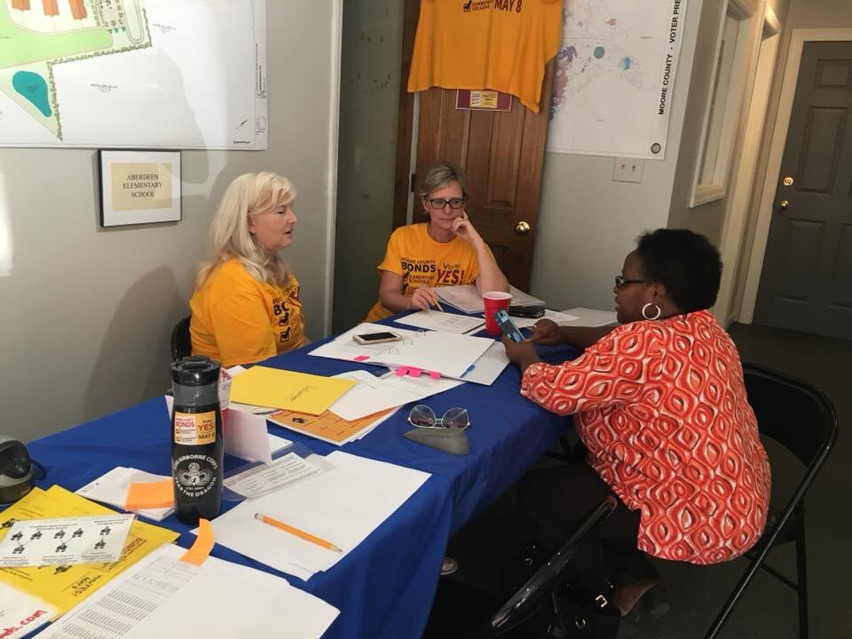 Yes4MooreBonds's tweet photo. And the help keeps coming! Thank you to the Sandhills Farm Life Team of Principal Nora McNeill, AP LoriSue Driessen, and parents - Alexa Mammolito Roberts and Kyle Stalnaker for working the phones at our Campaign Headquarters! #CheckTwice #YESforMoore https://t.co/lmuRepnvmY