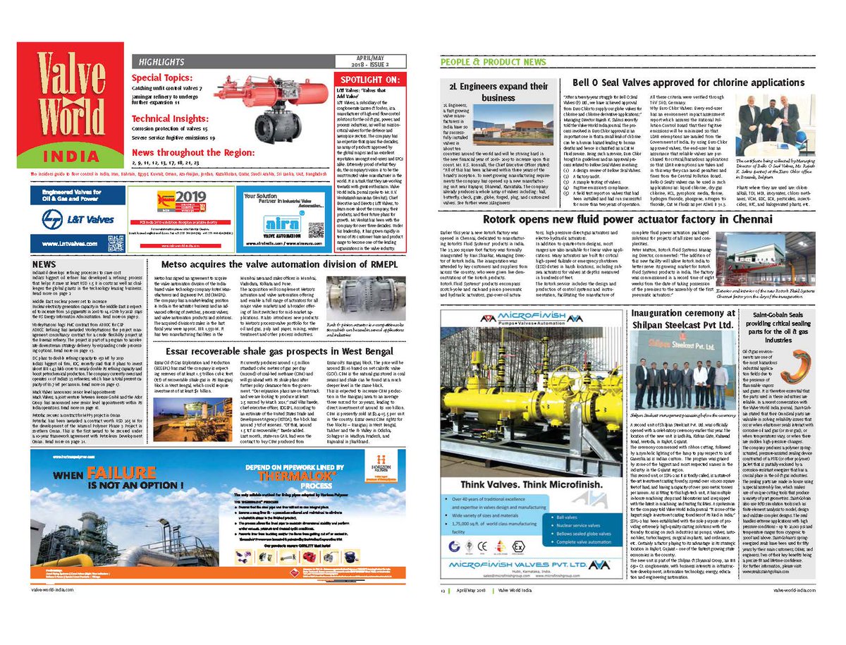 Beyond_Omniseal's tweet photo. On @ValveWorldIndia latest journal issue, our #oilandgas team shared info on #manufacturing, design #engineering &amp; OmniSeal spring-energized #sealingsolutions. Go to page 12 for the sweet spot! In June we will return with another article. https://t.co/iIpU9Y2Nwm https://t.co/zD5AVMBSP5