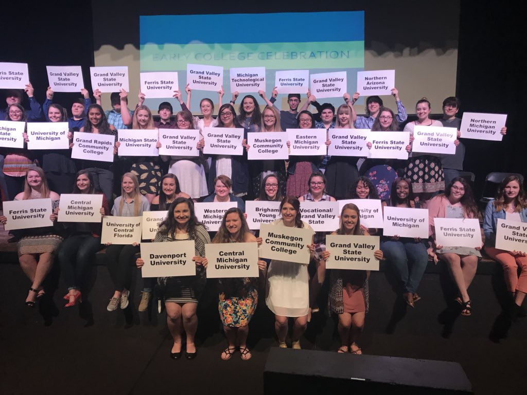 EarlyCollegeMC's tweet photo. Congratulations to the Early College class of 2018. We are so proud of your accomplishments. Thanks to all of our student speakers, you were all amazing. @EarlyCollegeMC @MuskegonCC @maisd https://t.co/L464oPOErg