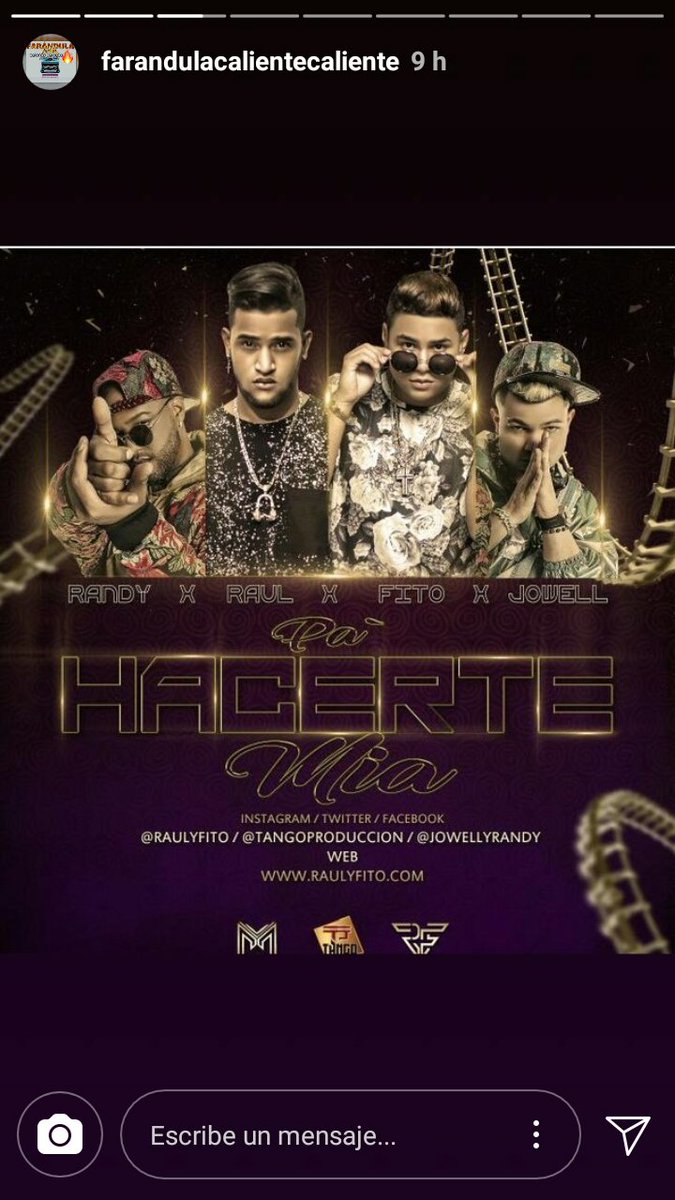 TangoProduccion's tweet photo. Gracias @farandulacalientecaliente por su apoyo 💣💣��� #PaHacerteMia @RAULYFITO feat @PRJowellyrandy https://t.co/BY6p6IMH2R
