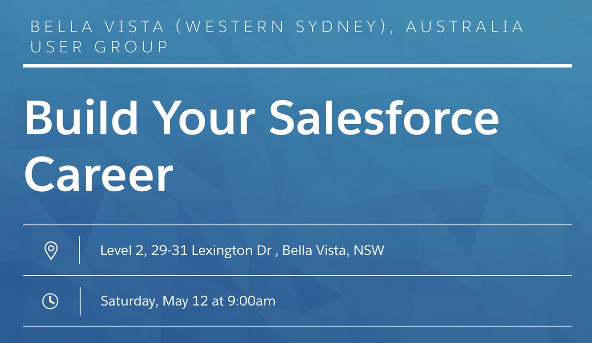WANT TO BUILD YOUR SALESFORCE CAREER?
Come along and learn how at the Bella Vista (western Sydney) User Group, May 12 – free coffee and bagels! 
<a href="/BVSFUserGroup/">Bella Vista UG</a> <a href="/baruaripon/">Ripon Barua</a>
