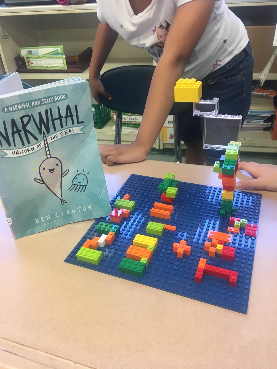 MrsJaworowski's tweet photo. These Superkids have been creating scenes from their favorite book! I’m super impressed with their #lego creations. More to come! https://t.co/tUgF3SJaJA