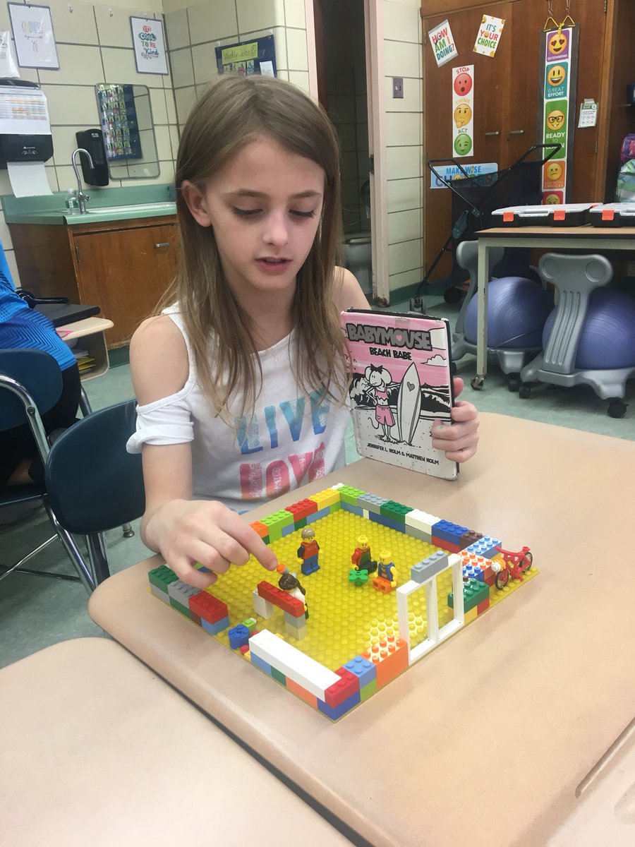 MrsJaworowski's tweet photo. These Superkids have been creating scenes from their favorite book! I’m super impressed with their #lego creations. More to come! https://t.co/tUgF3SJaJA