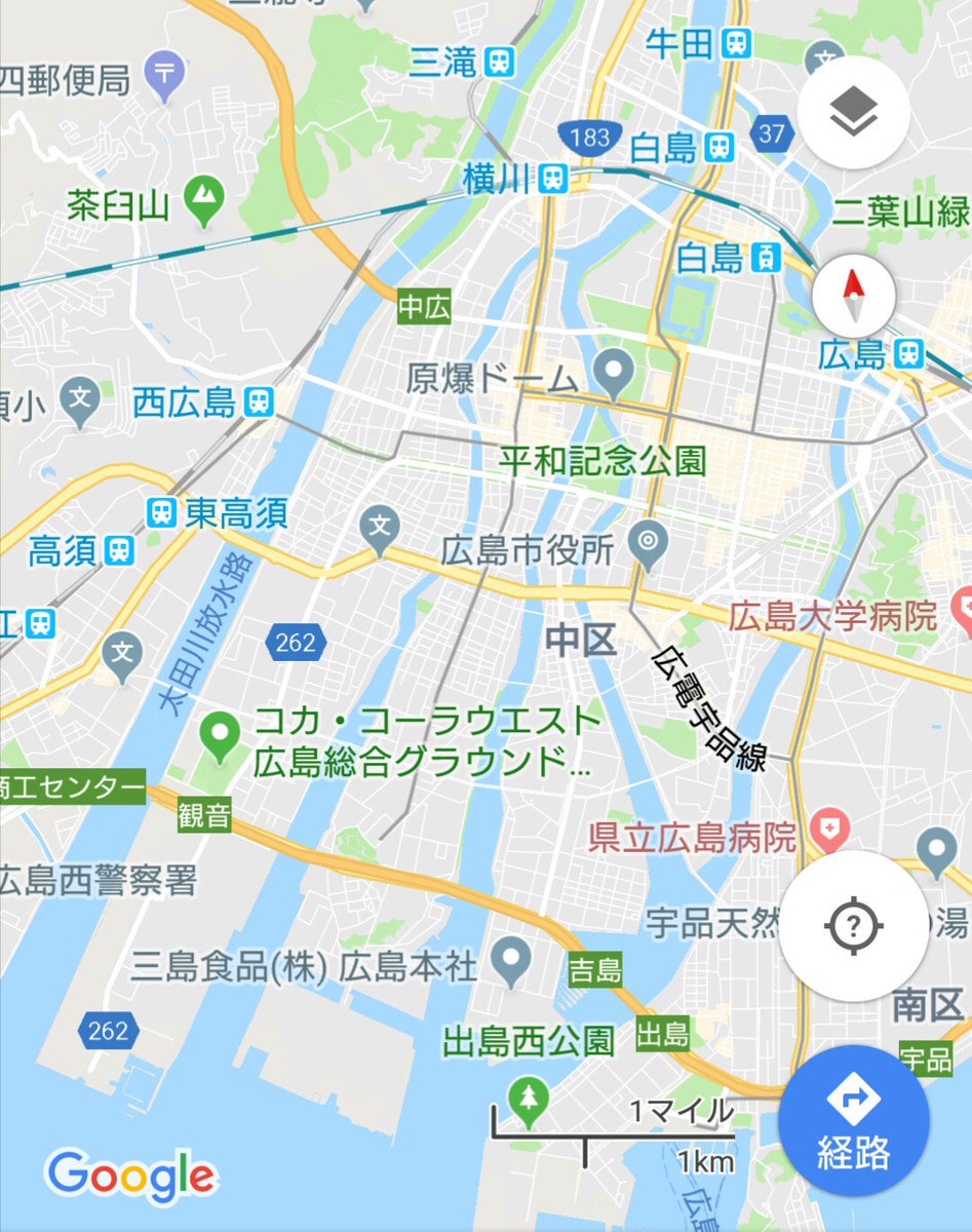 白銀 名古屋 大阪 福岡も同じ三角州じゃけど地下鉄走っとるで という意見をそこそこ頂いたが まずはこの地図を見てほしい 同じ範囲ながら 広島は特段川の本数が違う 加えて下水道管がものすごいはびこってる広島市内 地下鉄通すにもそれらが邪魔