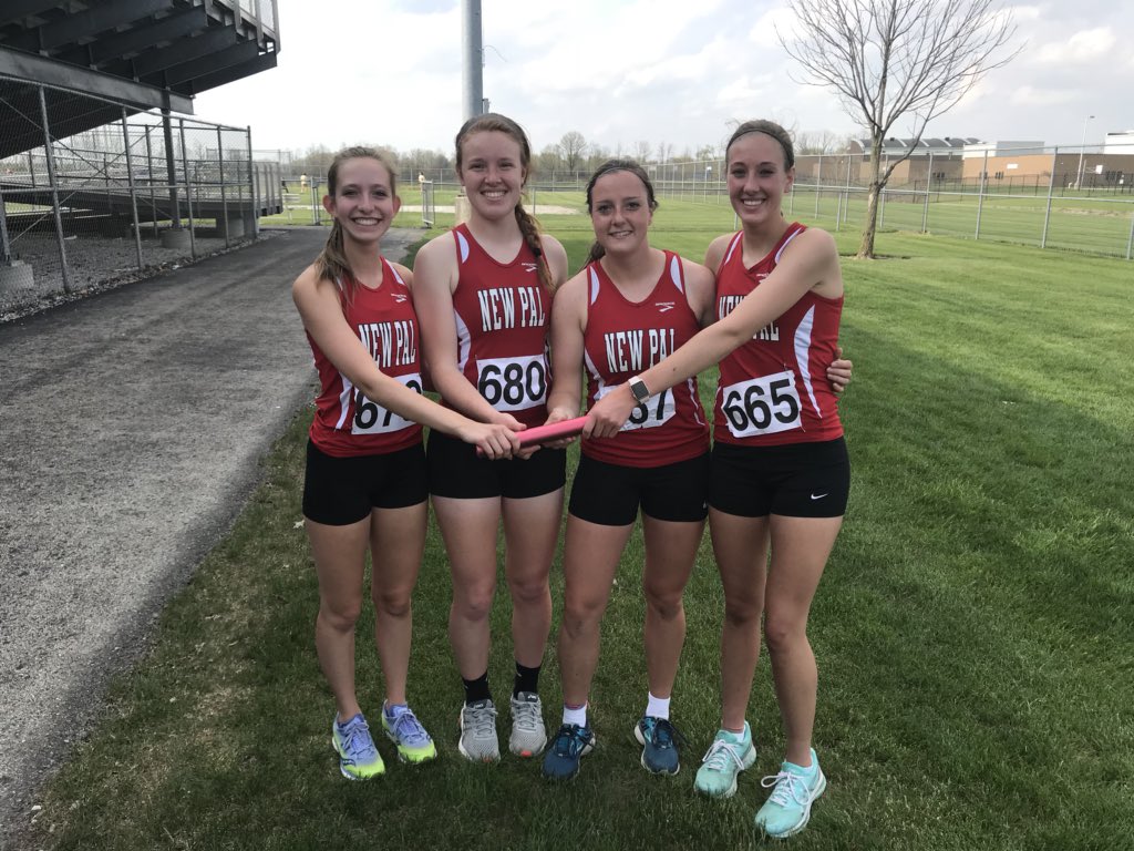The Girls 4x800 relay team of 
Haley Rickey, Hannah Taggart, Victoria Crowder, and Kaylin Casner won tonight setting a NEW COUNTY RECORD with a 9:58.70!!! Incredible job ladies!! #NewPalProud