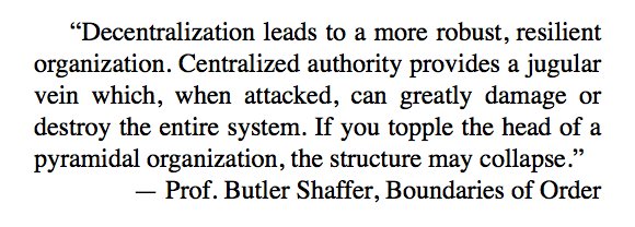 The bigger the state, the more fragile it is. As the state continues to destroy competing, local, communities and organizations, so does it make us as well as itself, ever more vulnerable. Here is Prof. Butler Shaffer: