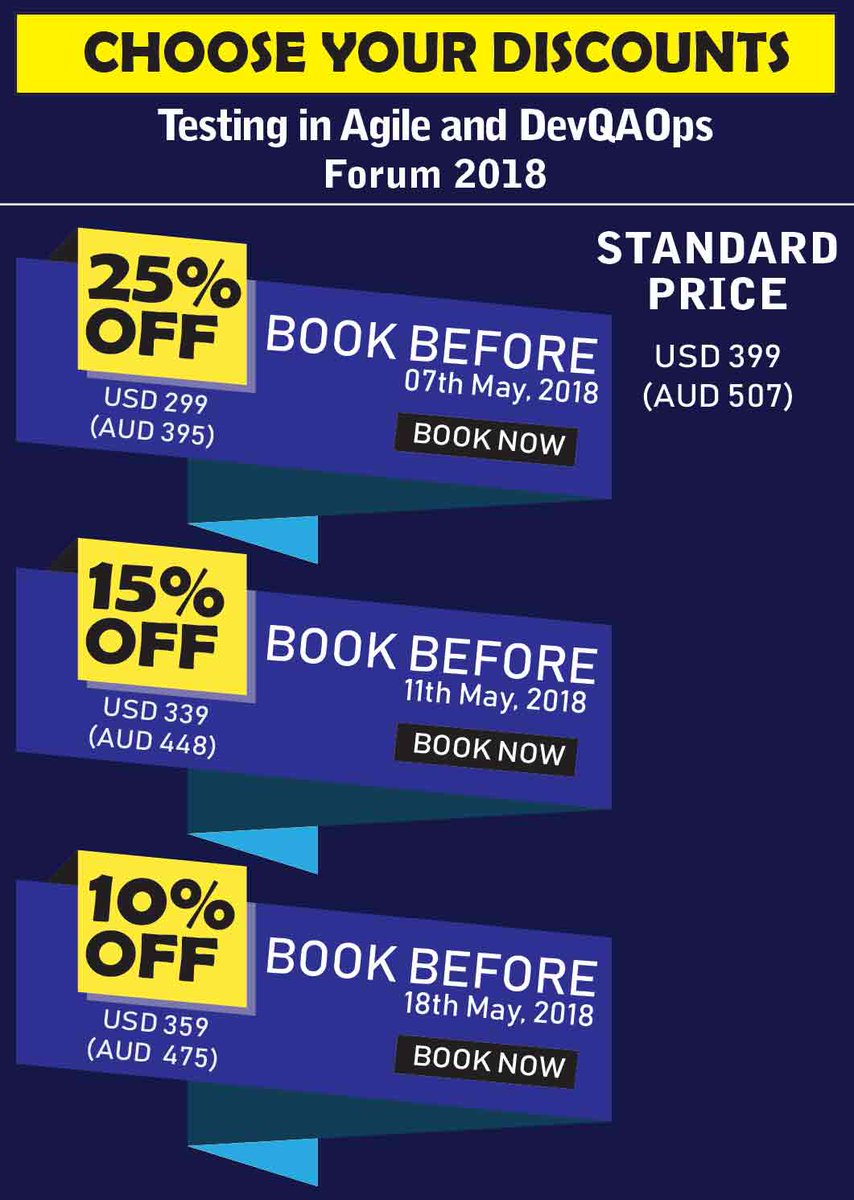 PyramidLP's tweet image. Hurry up for Great Discounts. #Testing in #Agile and #DevQAOps Forum 2018 May 18th, 2018 #Sydney
Register here: lnkd.in/fzmekvT
#pyramidlearningplatforms #testing #testingconference #agile #agileconference #sydney #australia #seminars #summit #summit2018 #events