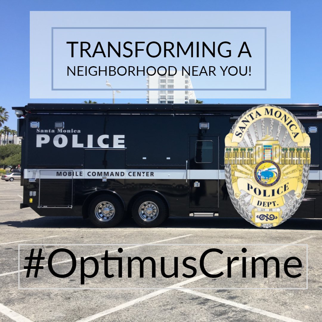 SantaMonicaPD's tweet image. That&apos;s not a typo. Introducing #OptimusCRIME, SMPD&apos;s #MobileCommandPost. It&apos;s being deployed throughout #SantaMonica to address community concerns and positively impact the level of crime in the city. Not #OptimusPrime but just as impressive! Transforming a neighborhood near you!
