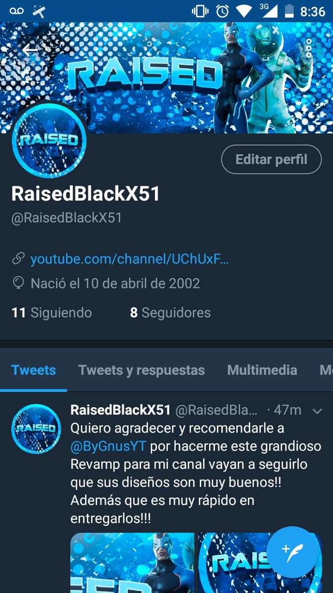 Actualizando el perfil de Twitter y YouTube gracias al diseñador @ByGnusYT !!! A los 10 suscriptores subo mi primer video!!!

Mi canal:youtube.com/channel/UChUxF…
