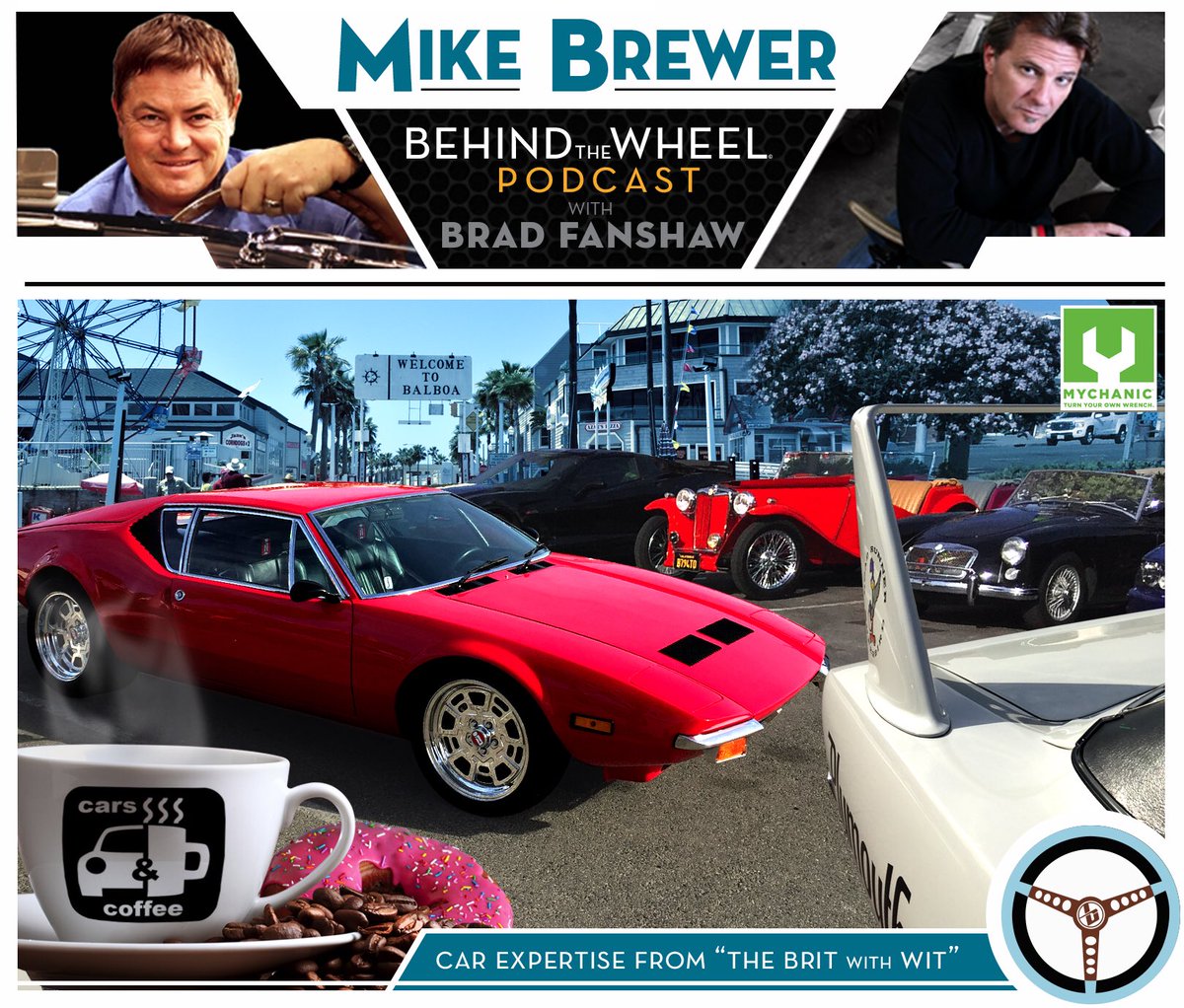 We have Ep 7 ready and waiting of @MikeBrewerBTW #podcast  This week @mikebrewer @BradFanshaw take you along to the @NewportBeach #cars&coffee in Balboa. They take you on a tour through the show and as always answer listener questions. #collectorcar #autoadvice