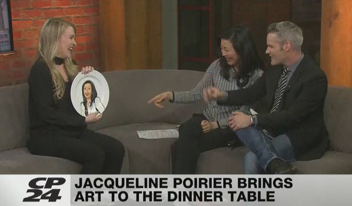 KrisReports's tweet photo. Jacqueline Poirier aka The Crazy Plate Lady just brought in a surprise for @JeeYunTV on @CP24! https://t.co/eNckgMiOi8