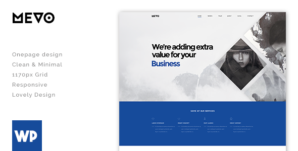 NRGThemes's tweet photo. Mevo is a responsive, retina-ready one page clean and minimal #WordPress theme with several variations to choose from, an easy to customize layout and key functionality and features to make your website stand out from the crowd. https://t.co/CBfXmNC0a7 https://t.co/M8GFIPuZdf