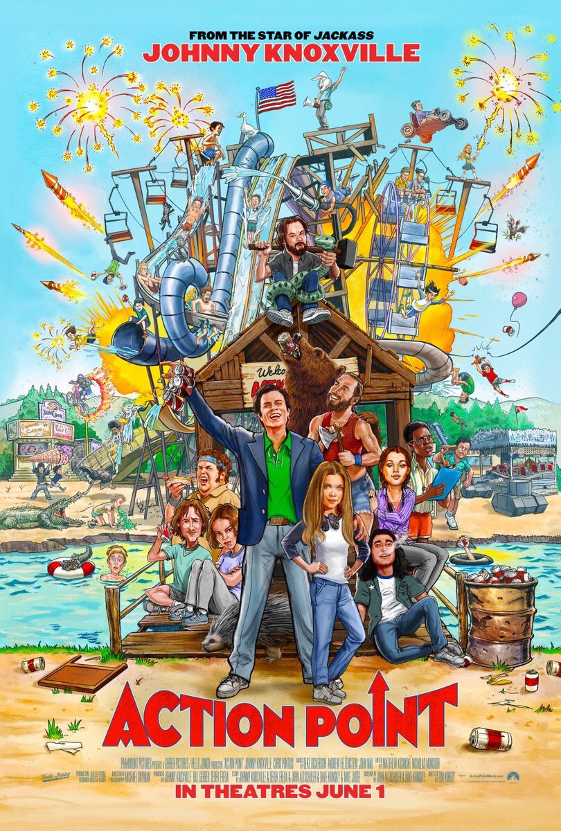Film News Nostalgia (@filmnewsnos) on Twitter photo 🎬Here's the NEW POSTER for #ActionPoint! Starring #JohnnyKnoxville, #ChrisPontius, #AidanWhytock, #LeonClingman, #SusanYeagley, & #CamillaWolfson.
In theaters June 1, 2018
<a href="/ActionPointMov/">Action Point Movie</a> 🎬Here's the NEW POSTER for #ActionPoint! Starring #JohnnyKnoxville, #ChrisPontius, #AidanWhytock, #LeonClingman, #SusanYeagley, & #CamillaWolfson.
In theaters June 1, 2018
<a href="/ActionPointMov/">Action Point Movie</a>