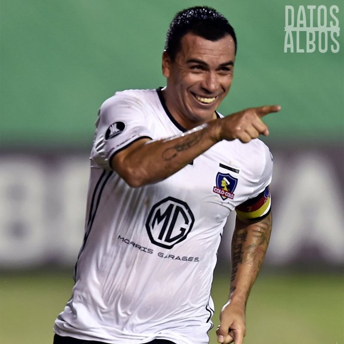 DatosAlbos's tweet photo. ¡Sí, tú! Esteban Paredes igualó a Francisco Valdés como goleador histórico chileno en #CopaLibertadores con 20 tantos.  Solo en #ColoColo el gran Esteban ha marcado 18 goles en el máximo certamen continental, los 2 restantes los anotó en #UdeConcepción. https://t.co/Iq9uVej9yD