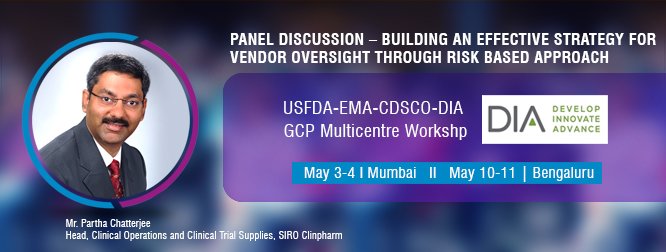 SIROClinpharm's tweet photo. Catch Mr. Partha Chatterjee live today at Taj Lands End, Mumbai and at JW Marriott Bengaluru on May 10 as he engages in a thought provoking panel discussion at the USFDA-EMA-DIA-CDSCO GCP Multicentre Workshop. #clinicaltrials #ClinicalResearch https://t.co/WpDA8LLylf