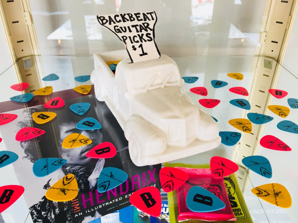 backbeatrock's tweet photo. Aren’t they bee-u-tiful? Our 2018 Guitar Picks are finally here...and they have a new home in our nifty glass cabinet. Come and get ‘em! #pickyourpick https://t.co/1Bm7rmO9GY
