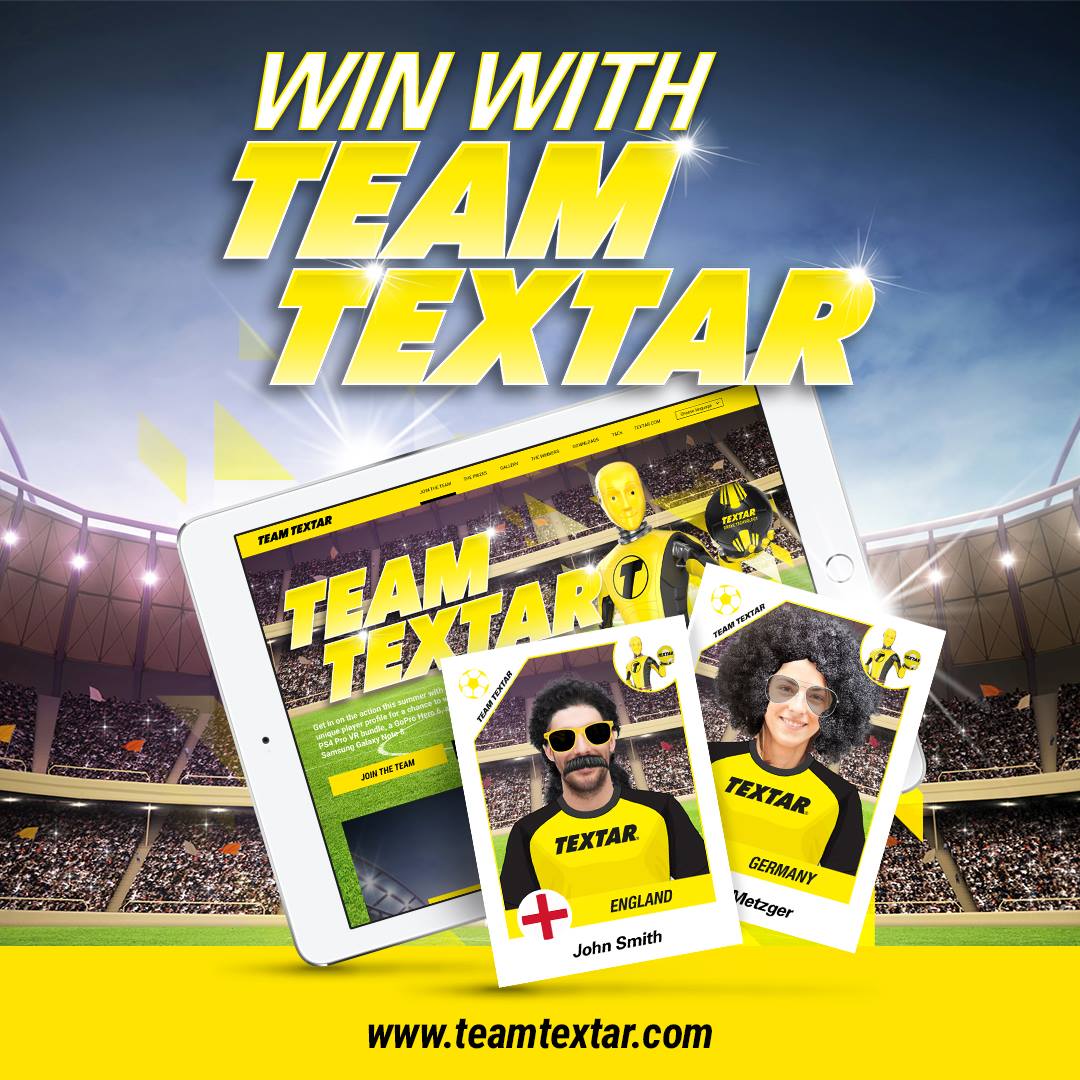 Textar_UK_IRL's tweet photo. Team Textar is looking for “#teammates”! ⚽️🏆👏🏻
Everyone is looking forward to this summer’s major #Sporting event. You can create your own #player card in just a few clicks on the #TeamTextar website https://t.co/LOLb5T0R98. https://t.co/FpqLz2K5bW