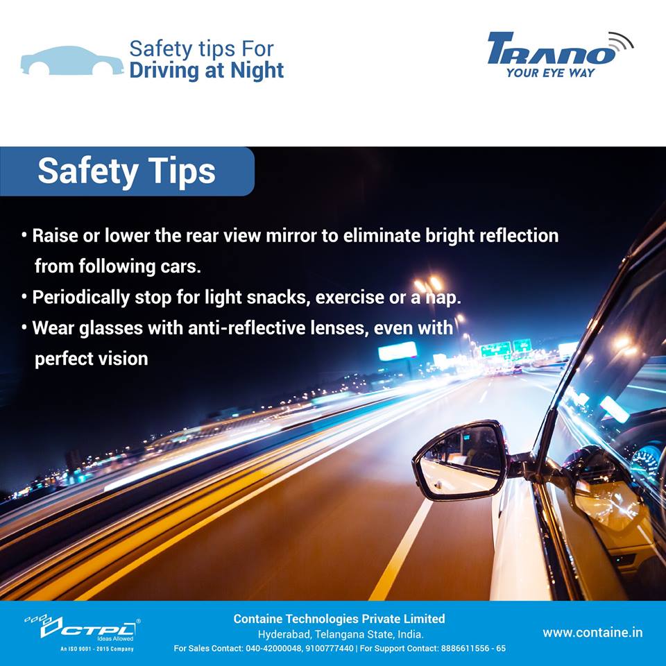 ContaineIndia's tweet photo. Driving at Night Safety Tips:

Wear glasses with anti-reflective lenses, even with perfect vision.

Visit Website: https://t.co/sTIGq1VHeV

#Driving #DrivingSafetyTips #DrivingSafety #Tracking #VehicleTracking #GPSTracking #TrackingSystem #Trano #TranoFeatures https://t.co/629poEiPZc