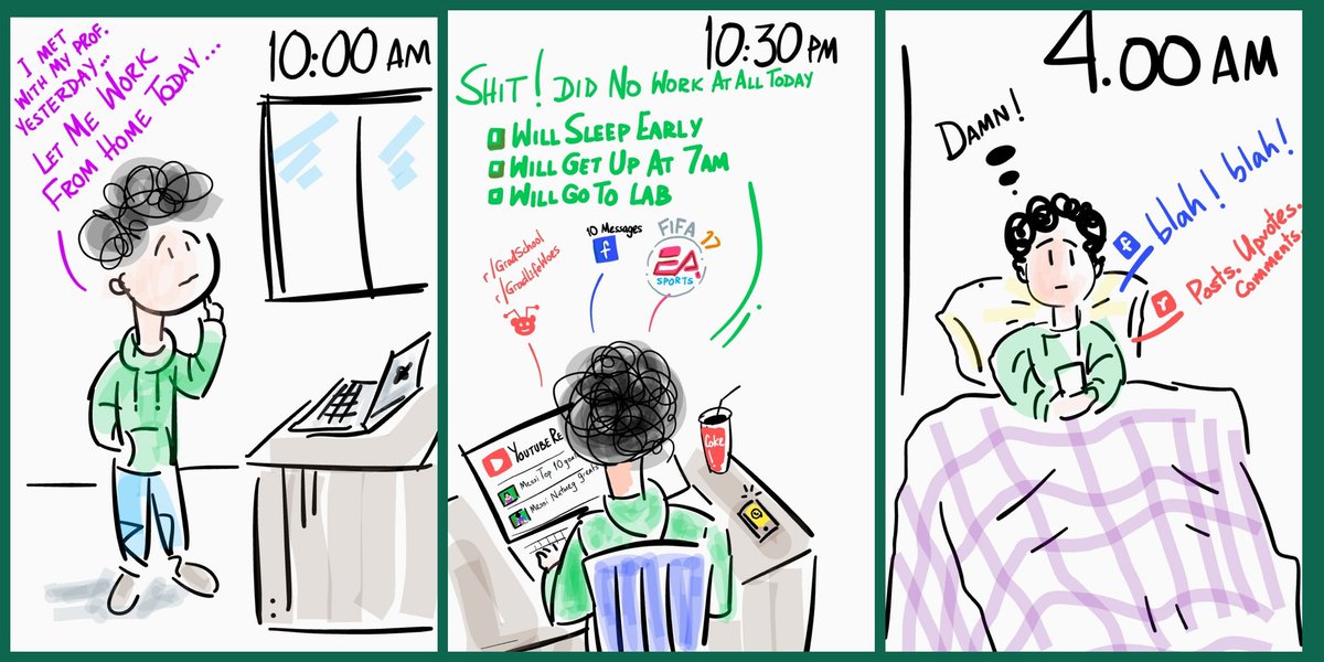 GradWoes's tweet photo. Work From Home is a myth! 

#gradlife #grad #gradchat #phd #phdlife #workfromhome #computation #illustration #Illustrator #webcomic #cartoon #gradschool #doodle https://t.co/cMZoM4d9F7