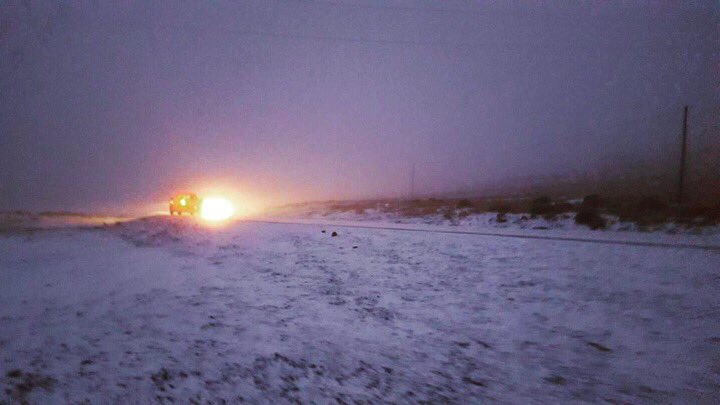 SkiAfriski's tweet photo. More SNOW news this morning at Afriski! Currently we have about 1cm of snow on the roads making things a little bit slippery. Please note: roads are closed to 2x4 vehicles until further notice. #loveLesotho https://t.co/nCvk0oRT5i