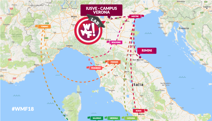 WMFWeMakeFuture's tweet photo. Il viaggio continua 🛣🚗 Oggi con il #WMFLab siamo in viaggio verso lo @IUS_VE - Campus Verona pronti a lavorare insieme ai ragazzi e a coinvolgerli attivamente nella costruzione del #wmf18. 😉 https://t.co/WofHkUyib1