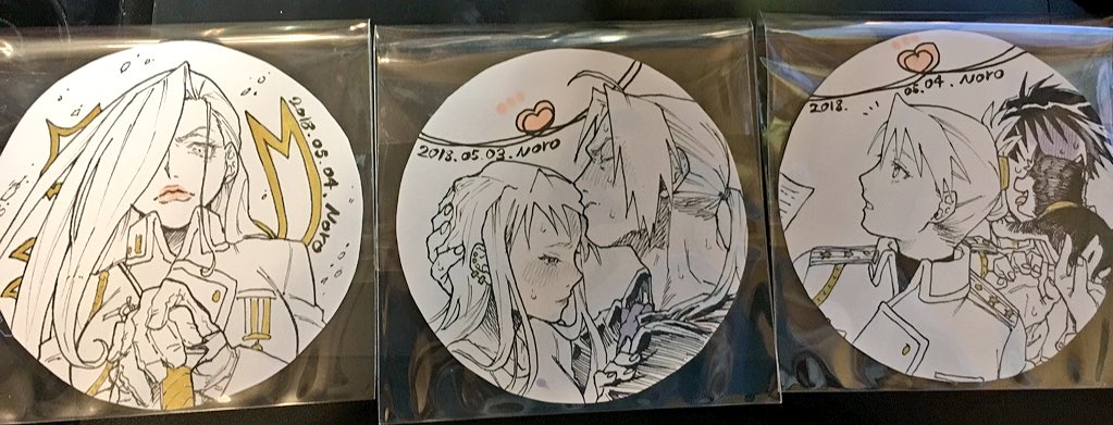 先着でご希望の方にお付けする絵が出来ましたので貼っておきますね!
ブラインドなのでご希望の絵柄が当たるかはわからないのですが、お渡しした後は、任意の上でのトレードでしたら全然して頂いて構いません。
無いとは思いますが、転売など、金銭のやり取りだけはおやめ下さい。 