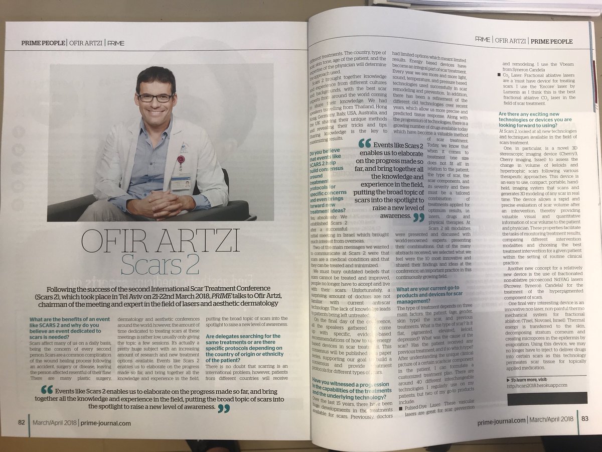 ScarsConference's tweet image. Thank you @PrimeJournal for the interview with the #ScarsConference chairman, Dr. Artzi! #Scars #scartreatment