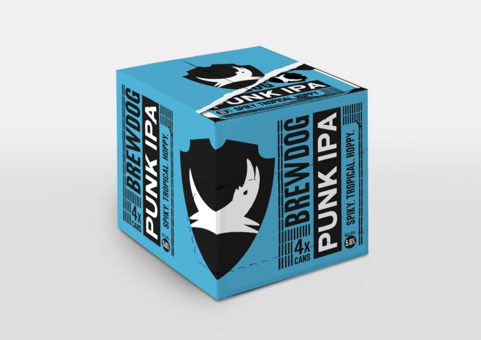 BrewDog's tweet photo. Here's a wee preview of our recycled and recyclable boxes that we'll be moving to in 2 weeks! No plastic can grips anymore! 

♻️🐢

#MakeEarthGreatAgain https://t.co/4gD6Dq0mPf