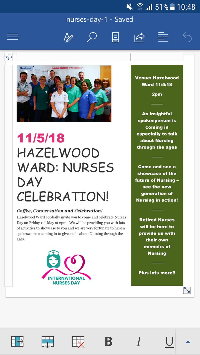 BrindleWardCDH's tweet photo. Please come and help celebrate Nurses Day. Everyone is invited. 11/5/18 Hazelwood Ward. @joanna_earle @KathrynMaddison @tillyboss @LancsHospitals https://t.co/74yTRAL18S
