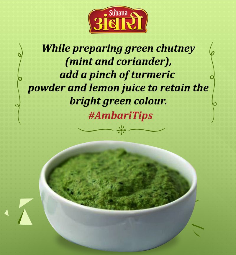 AmbariMasale's tweet photo. Let your green chutney retain its green. #AmbariTips #GharoghariAmbari https://t.co/O9nPqQAMXv