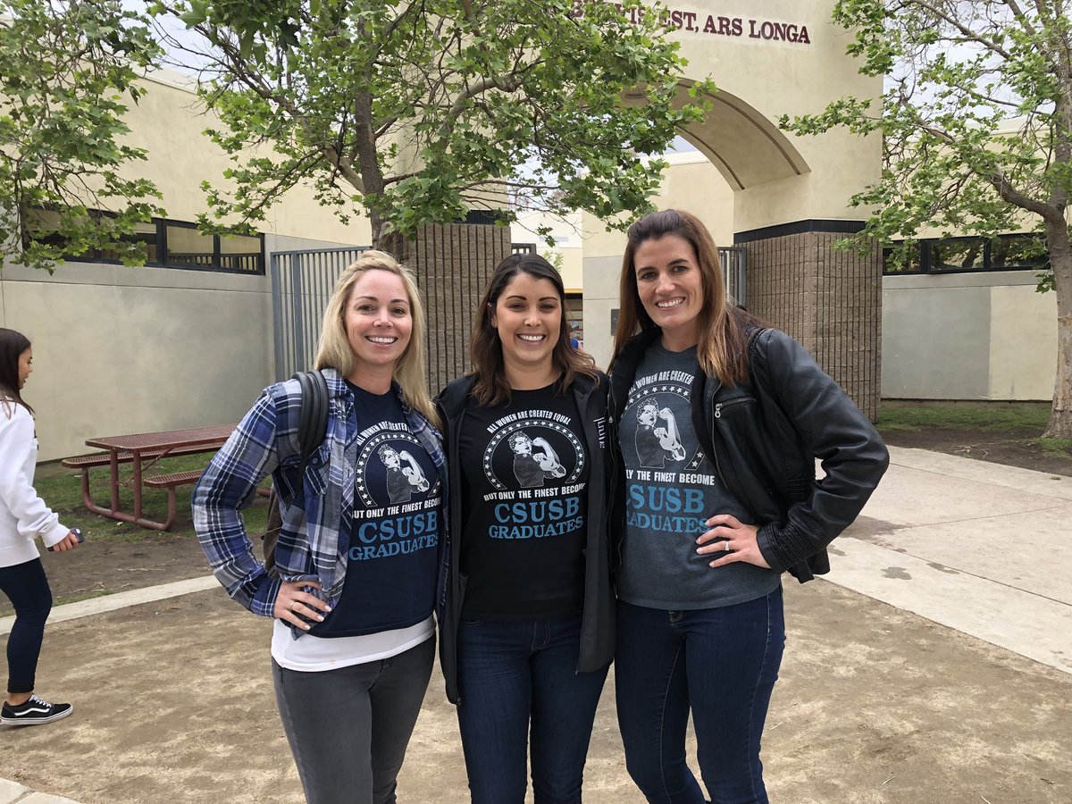When it’s College Wednesday and all your college friends sync up to rep our college!! #FriendsAndColleagues #CSUSB #ThatTeacherLife