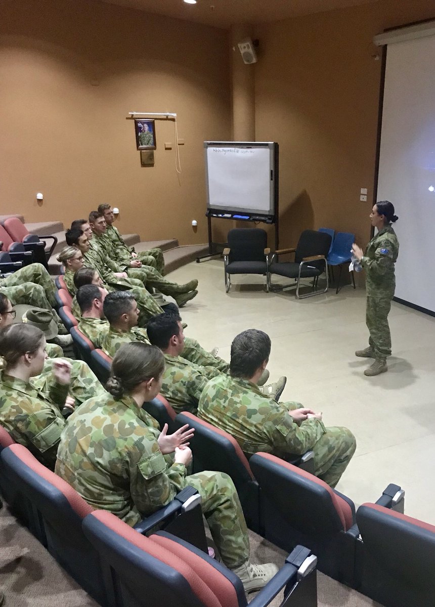 Wonderful to watch PTE Kleis of #8CHC @1stCHB deliver a powerful message to the future #medics of the #ADF - “it’s hard work but that’s the best part because you’re doing what you’ve trained to do and learning every day”. <a href="/embarnett78/">Elisabeth Barnett</a> <a href="/CO_ASH_2018/">Army School of Health</a> <a href="/Nick_Alexander4/">Nick Alexander (he/him)</a> @CSMTrgArmy