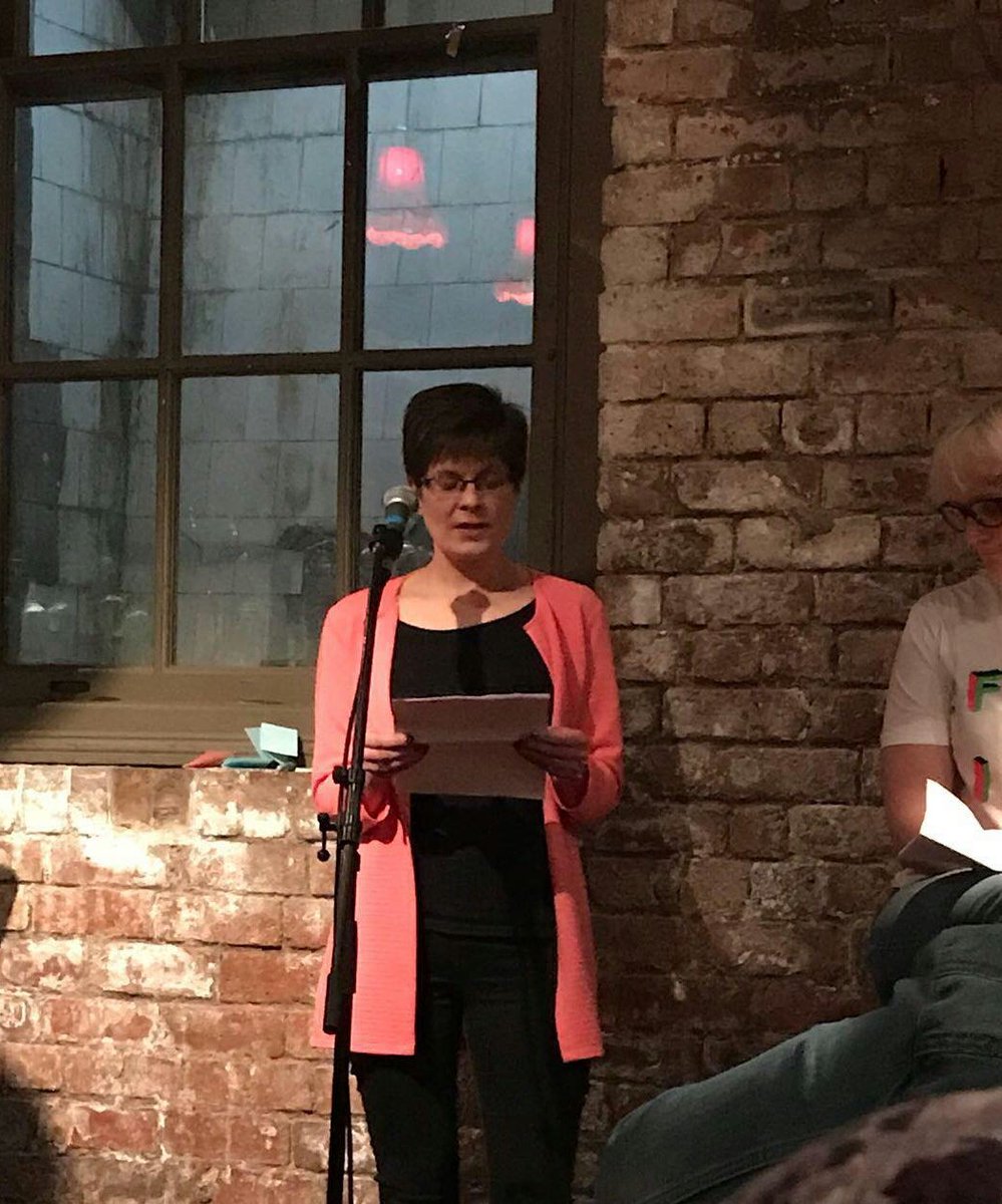sarah_jeffery's tweet photo. I did it! My first public reading of my new work in progress at #NATBNE. Huge thanks to @vpeanuts @CollinsJacky for having me on the bill. It was a fab night! https://t.co/GE1EWiXTf0