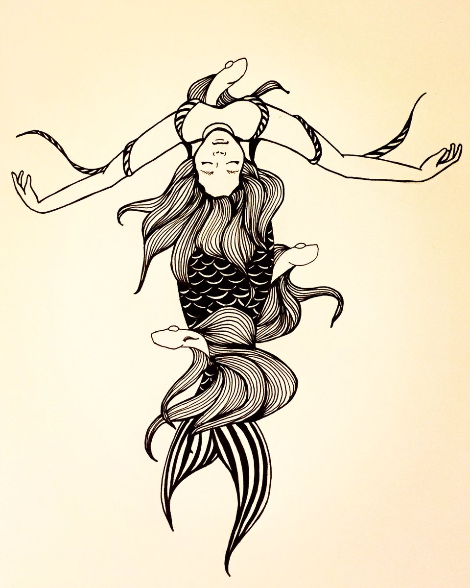 pinkpolish's tweet photo. Day 212, #Flipped, Happy #Mermay! This was such a difficult pose, but I really like how she turned out. #illustration #drawing #sketch #bettafish #goldfish #Mermaid #fantasy #fantasyart #inkdrawing #ink #inkmaster #mermay2018 #maywedrawdaily https://t.co/AJ3gjY0roL